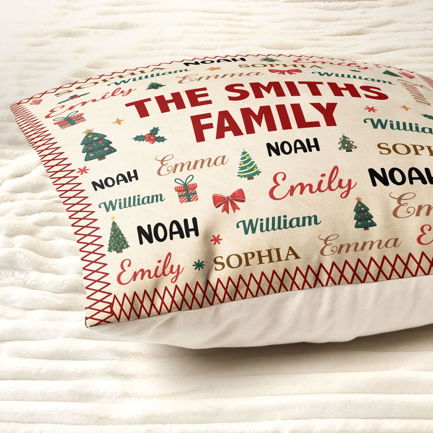 Family Name Word Christmas Theme - Personalized Pillow (Insert Included)