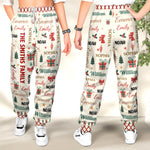 Family Name Word Christmas Theme - Personalized Sweatpants, Lounge Pants With Pockets