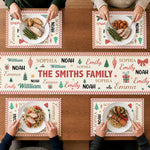 Family Name Word Christmas Theme - Personalized Table Runner Set