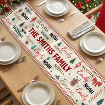 Family Name Word Christmas Theme - Personalized Table Runner