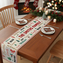 Family Name Word Christmas Theme - Personalized Table Runner