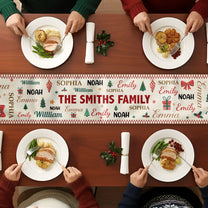 Family Name Word Christmas Theme - Personalized Table Runner