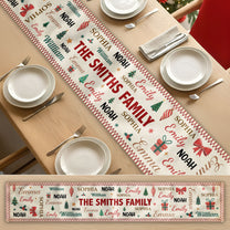 Family Name Word Christmas Theme - Personalized Table Runner