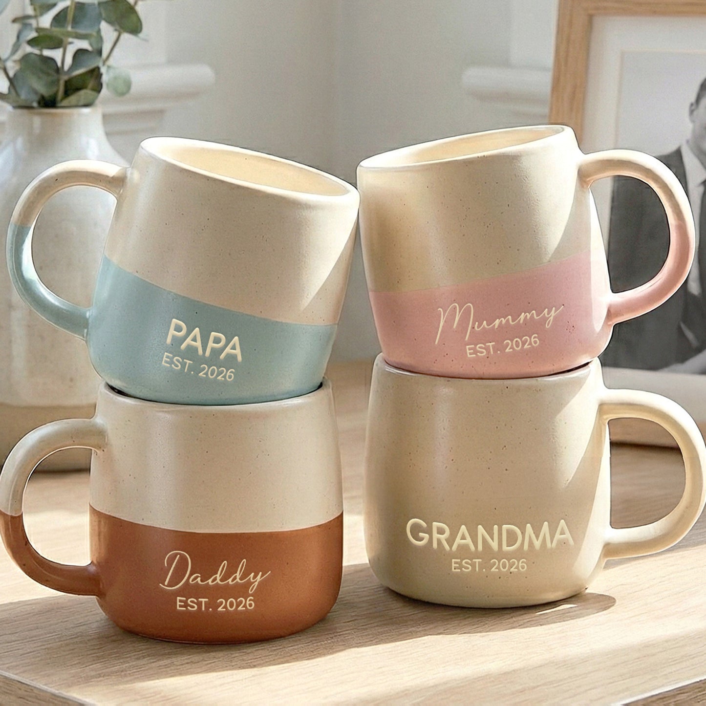 Family Name & Est Date Mug Mother's Day Father's Day Gift - Personalized Two-Tone Mug