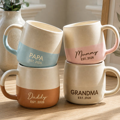 Family Name & Est Date Mug Mother's Day Father's Day Gift - Personalized Two-Tone Mug