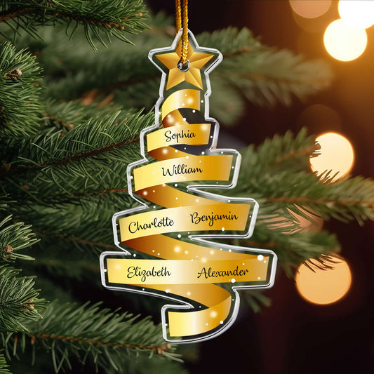 Family Names Ribbon Christmas - Personalized Acrylic Ornament