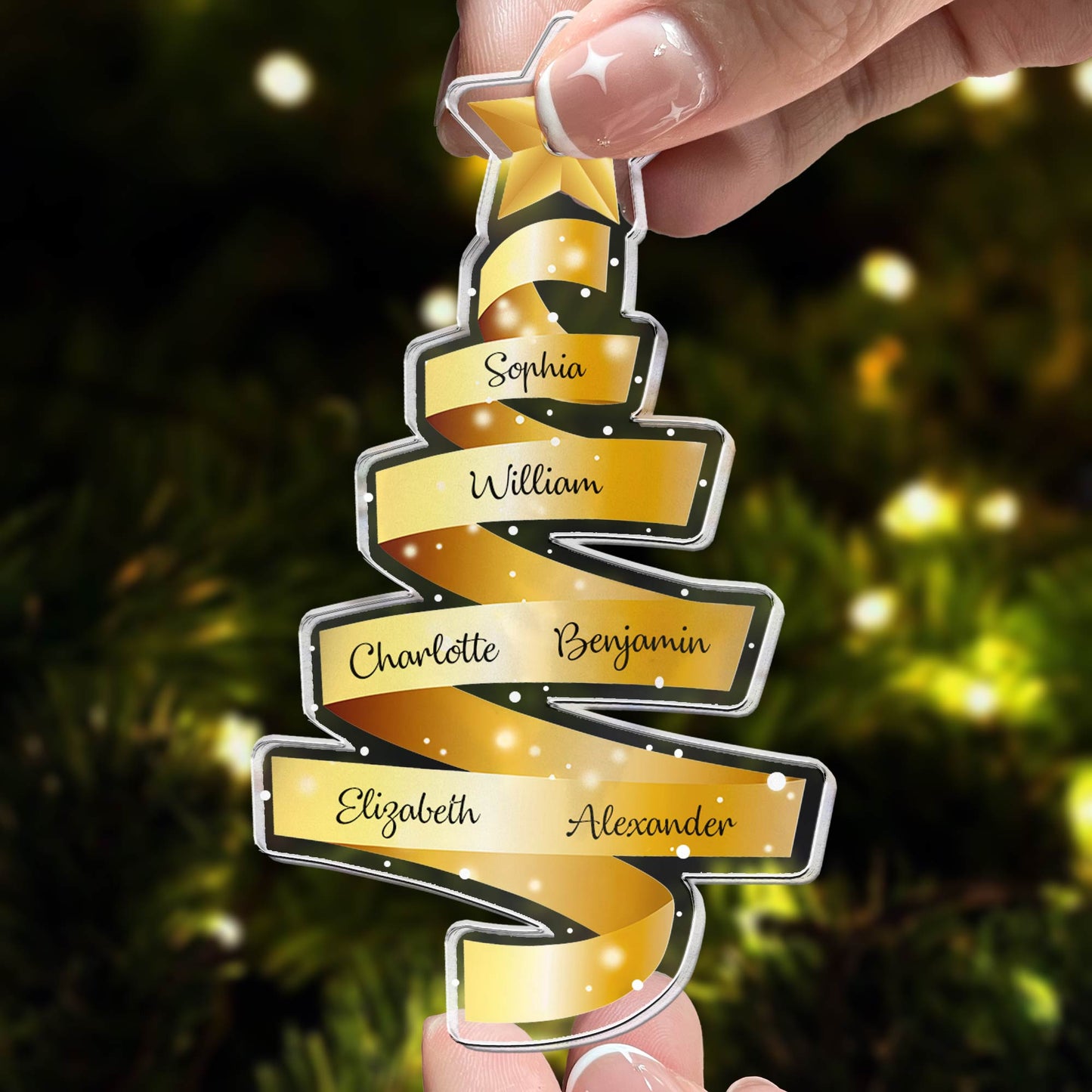 Family Names Ribbon Christmas - Personalized Acrylic Ornament