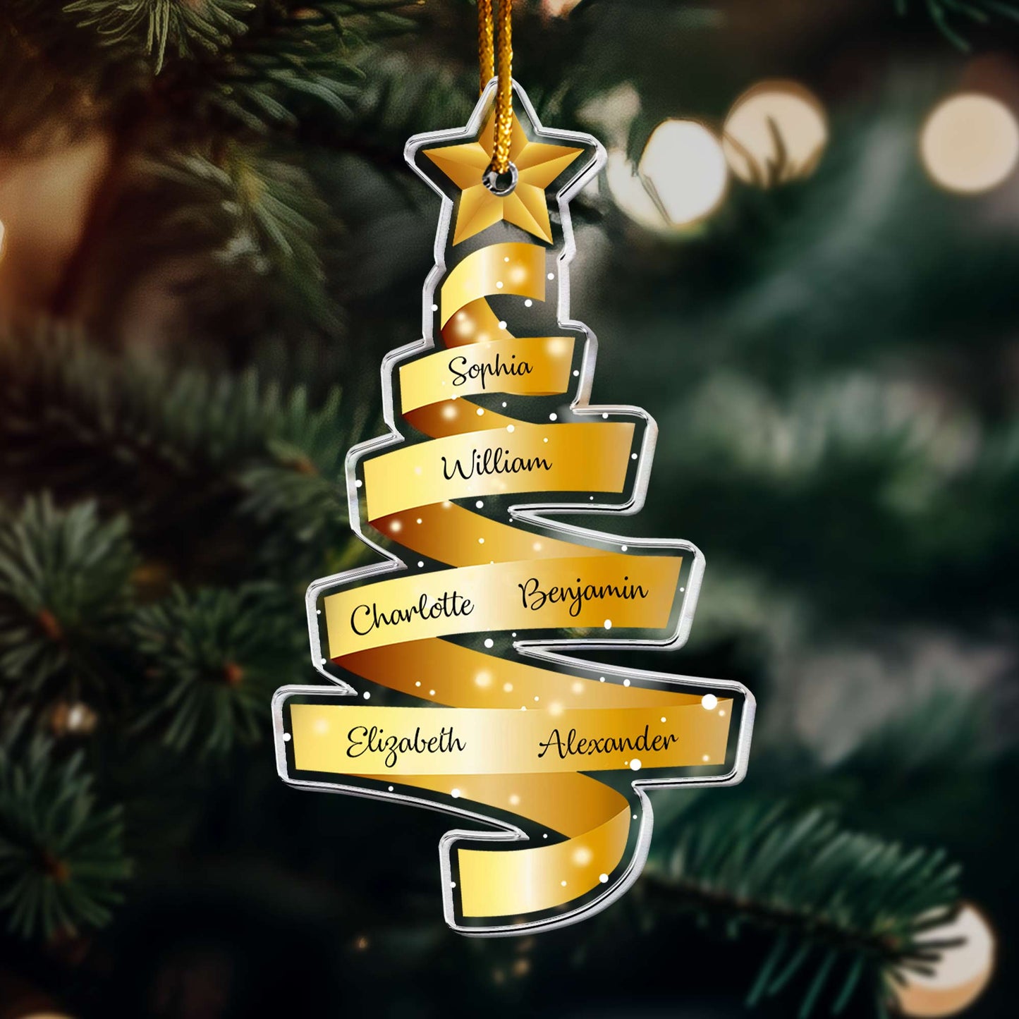 Family Names Ribbon Christmas - Personalized Acrylic Ornament