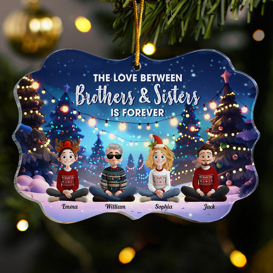 Family Never Apart In Heart Cartoon New Version - Personalized Acrylic Ornament