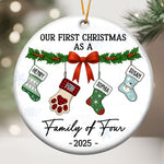 Family Of 4 - Family Stocking - Personalized Ceramic Ornament