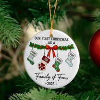 Family Of 4 - Family Stocking - Personalized Ceramic Ornament
