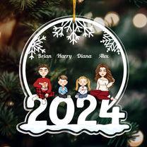 Family Of 4 Jolly Christmas - Personalized 2024 Shaped Acrylic Ornament