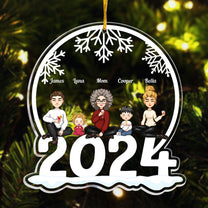 Family Of 5 Jolly Christmas - Personalized 2024 Shaped Acrylic Ornament