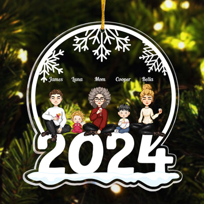 Family Of 5 Jolly Christmas - Personalized 2026 Shaped Acrylic Ornament