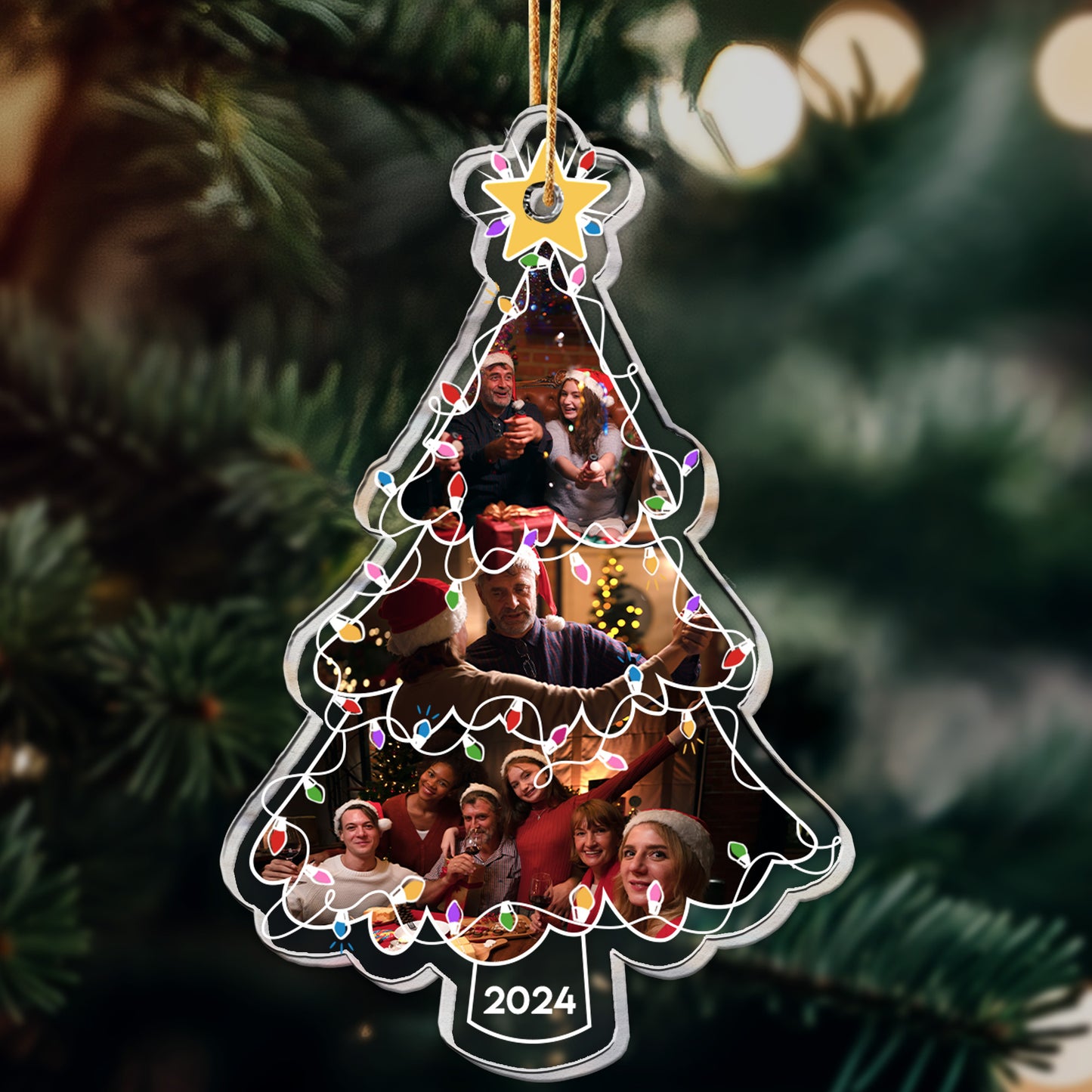 Family Ornament Christmas Light - Personalized Acrylic Photo Ornament