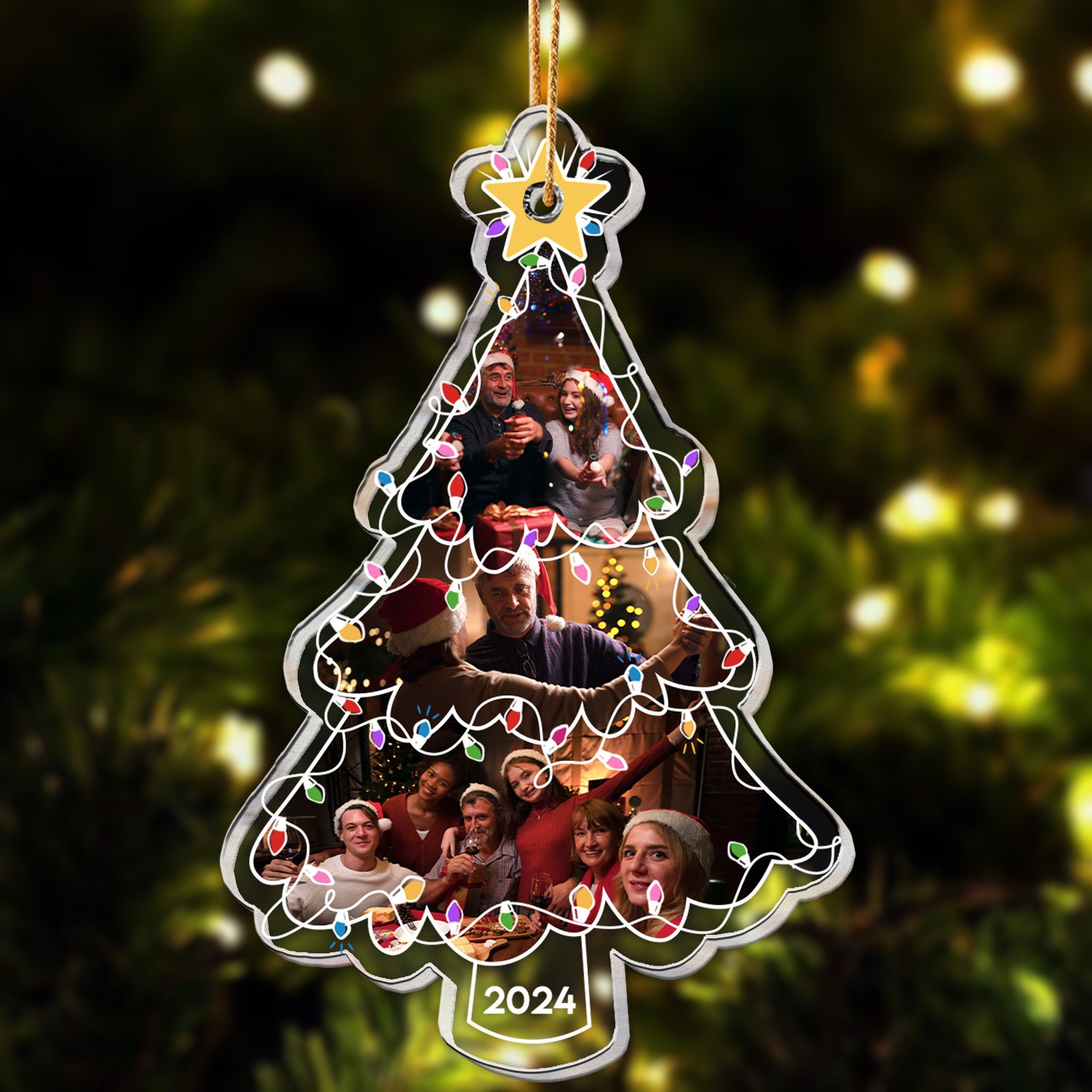 Family Ornament Christmas Light - Personalized Acrylic Photo Ornament