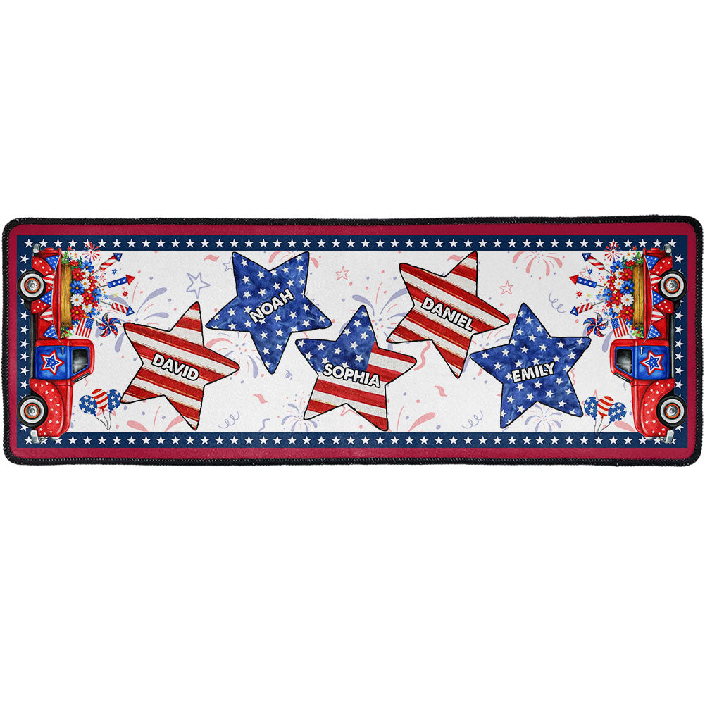 Family Patriotic Star Custom Names - Personalized Runner Rug