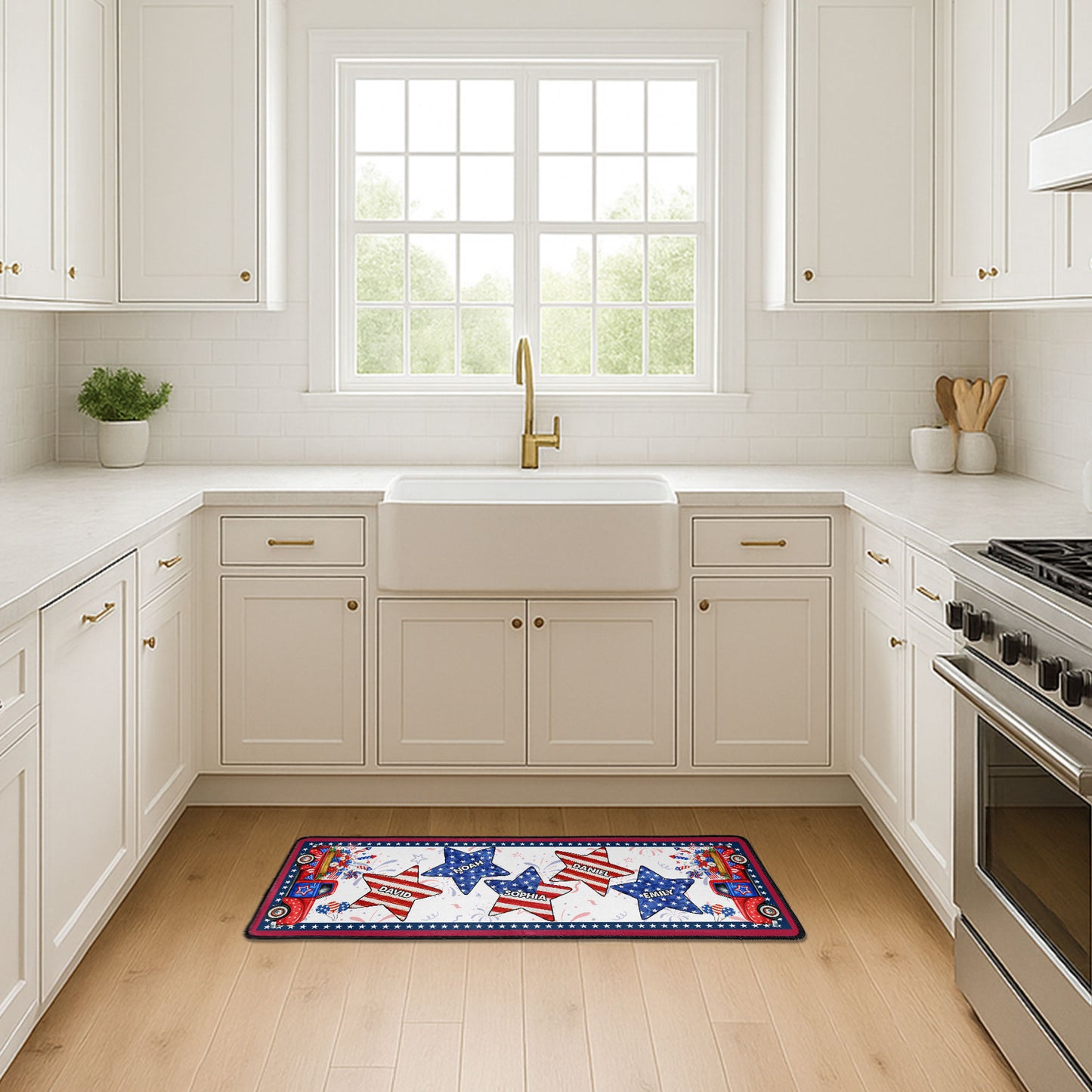 Family Patriotic Star Custom Names - Personalized Runner Rug