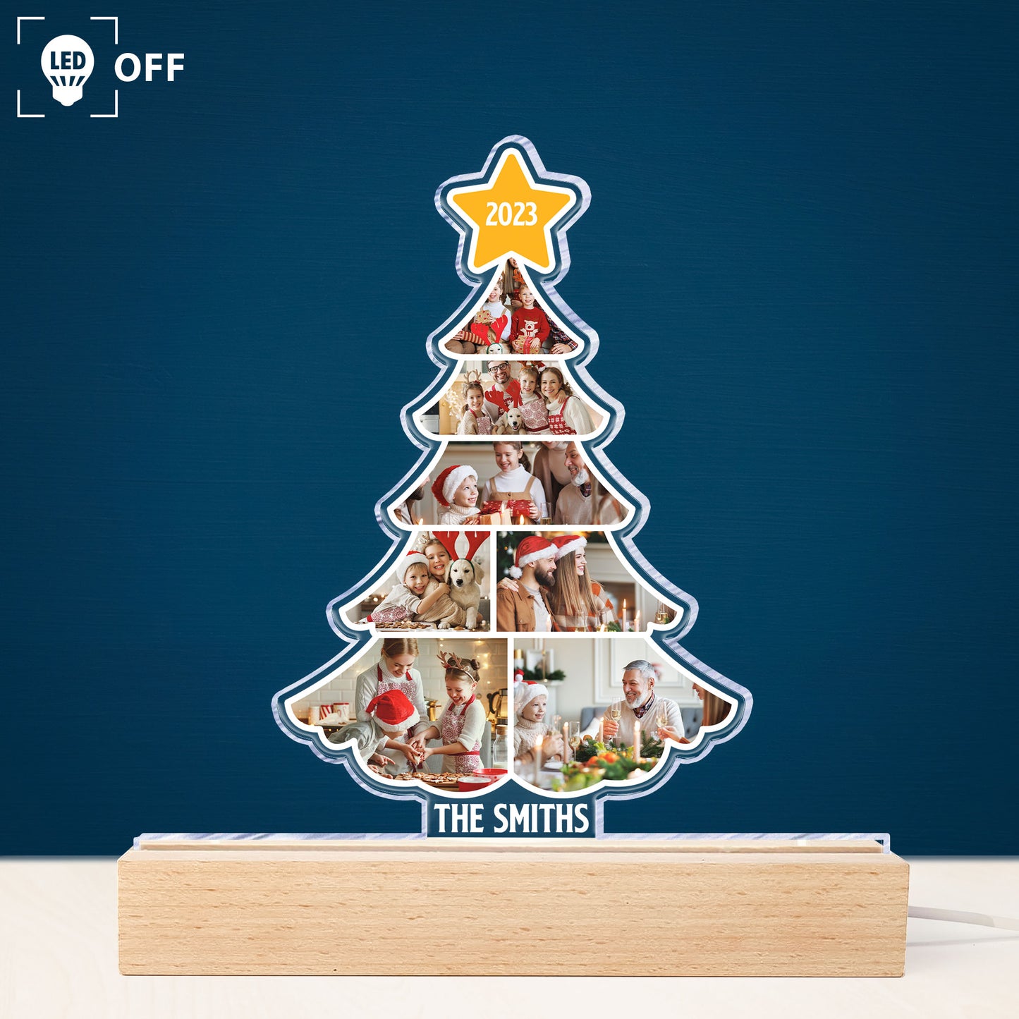 Family Photo Christmas Tree - Personalized Photo LED Light