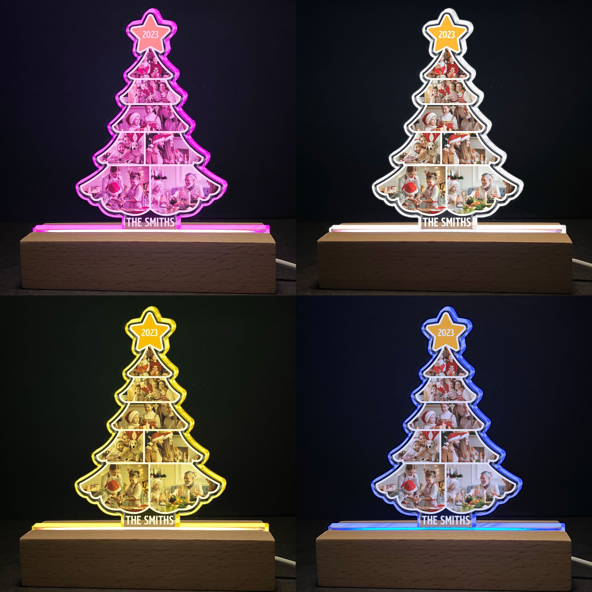 Family Photo Christmas Tree - Personalized Photo LED Light