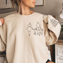 Family Photo Line Art - Personalized Photo Embroidered Sweatshirt