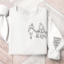 Family Photo Line Art - Personalized Photo Embroidered Sweatshirt