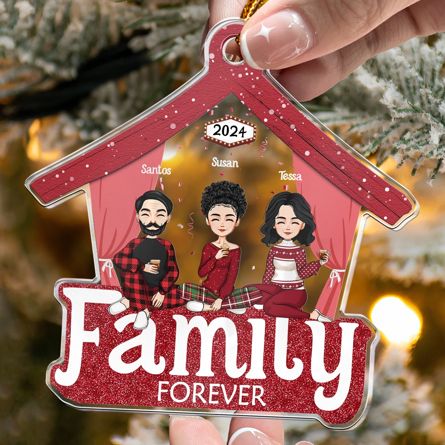 Family - Red Version - Personalized Acrylic Ornament