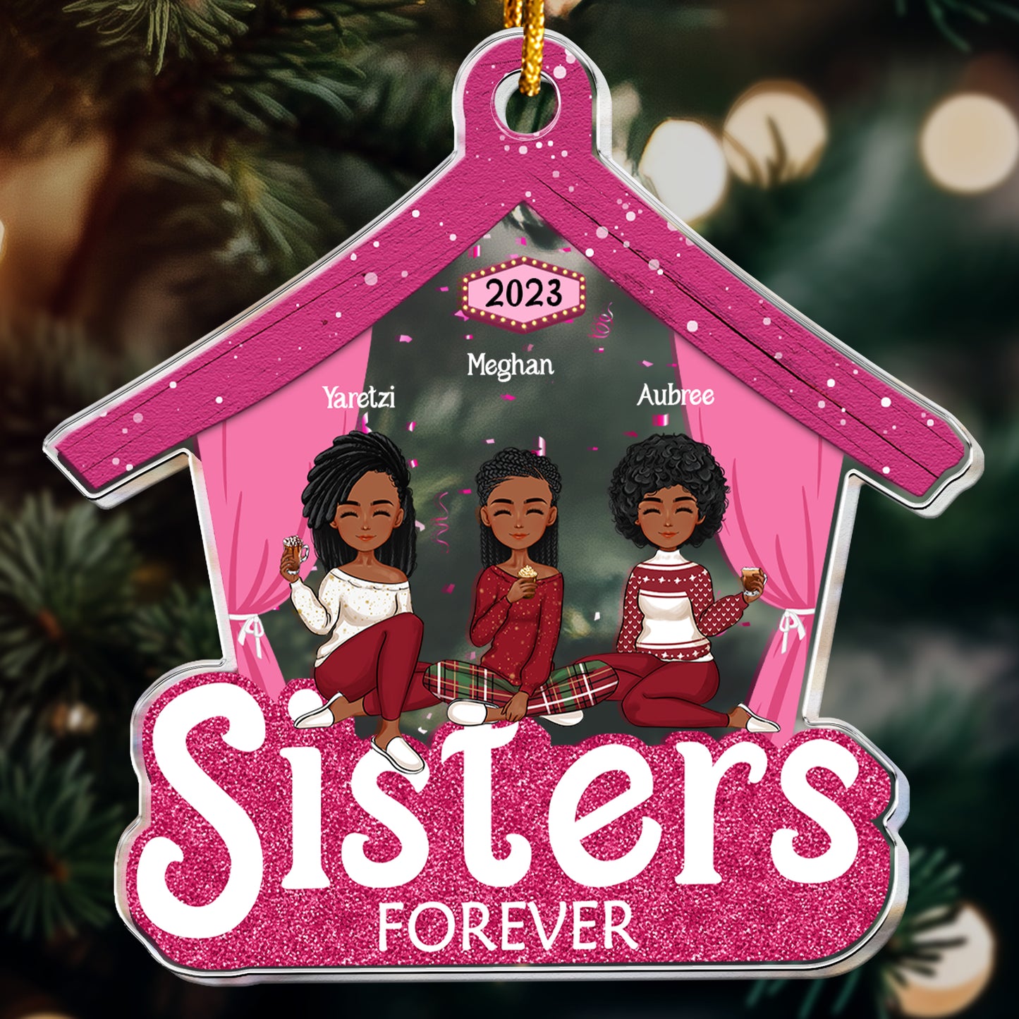 Family - Red Version - Personalized Acrylic Ornament - Ver 2