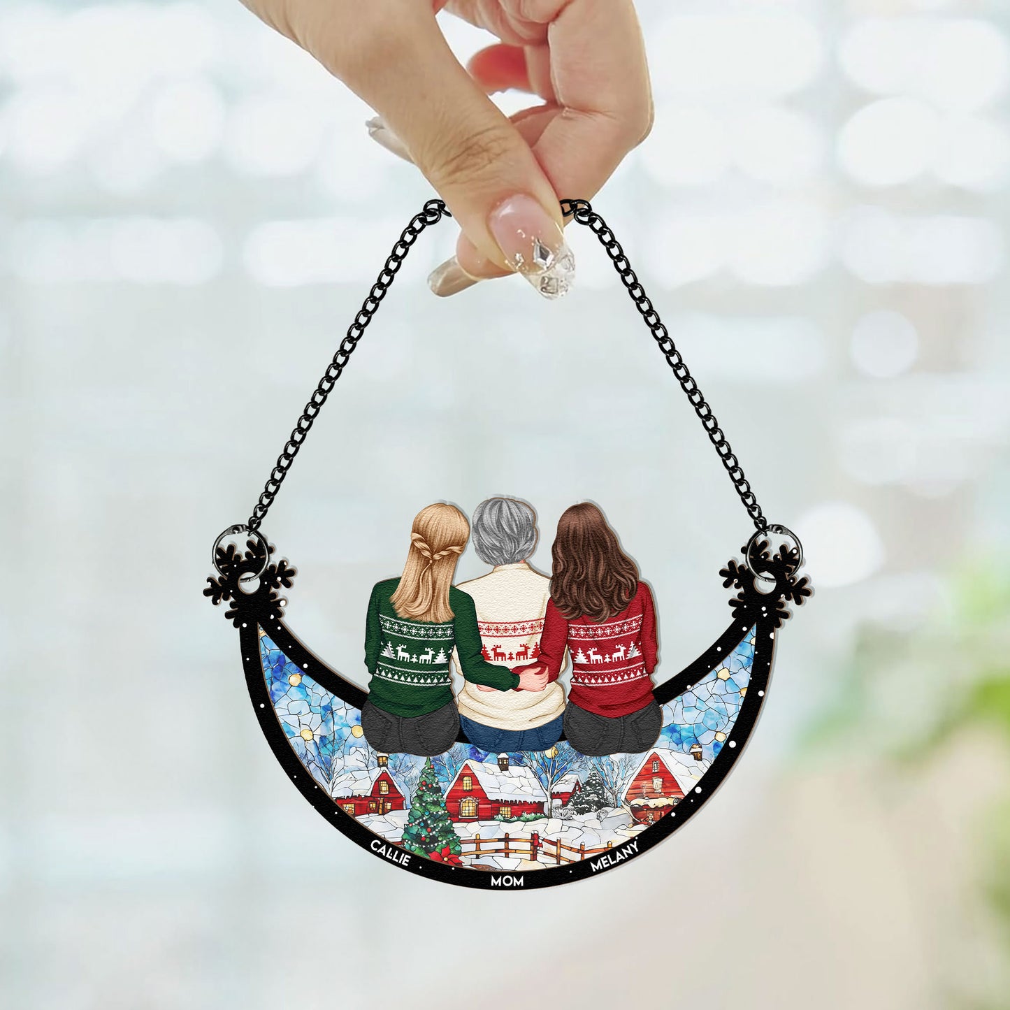 Family Reunion Christmas Time - Personalized Window Hanging Suncatcher Ornament