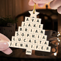 Christmas Family Name Tree Scrabble Style  - Personalized Acrylic Ornament