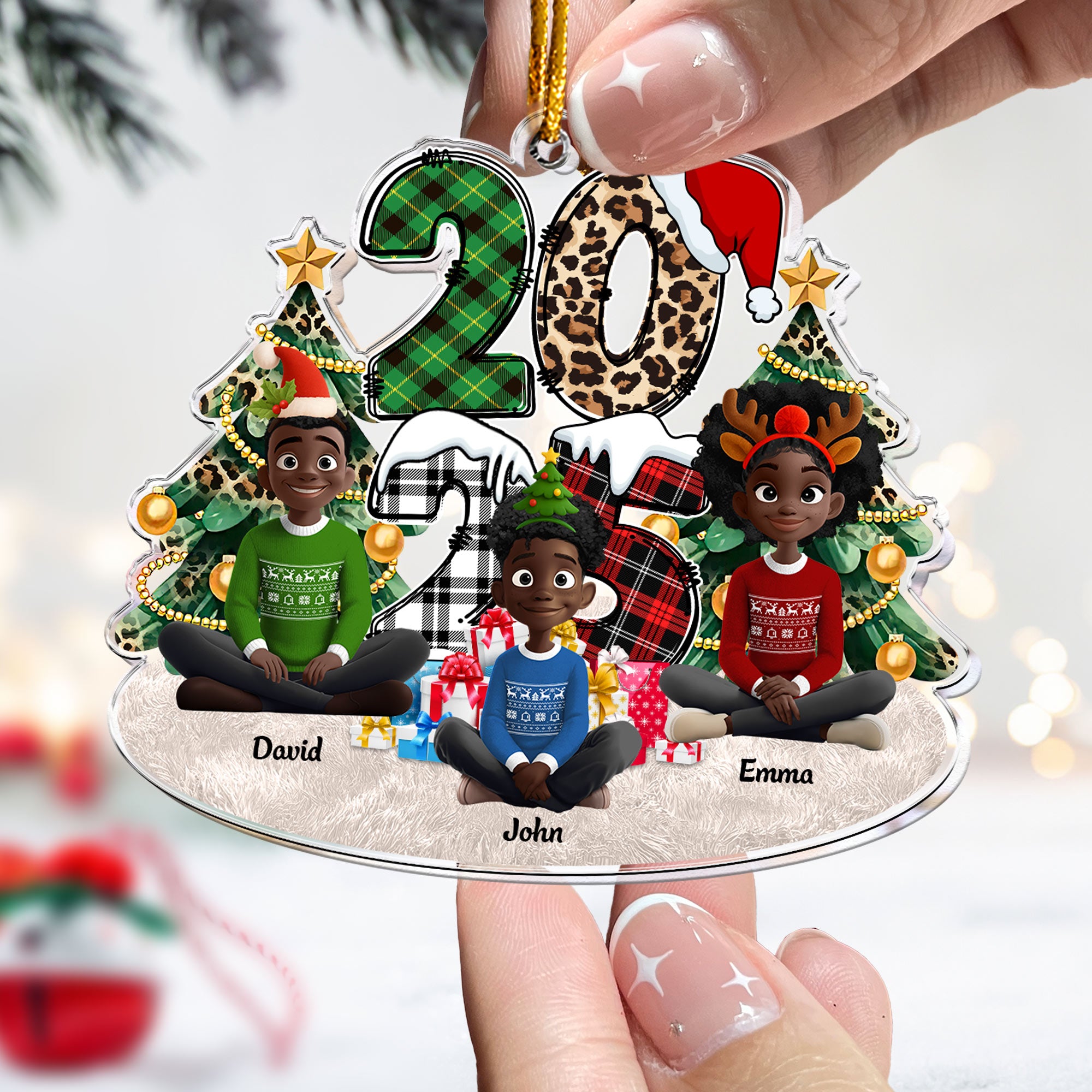 Family Sitting 2025 Cartoon Version - Personalized Acrylic Ornament