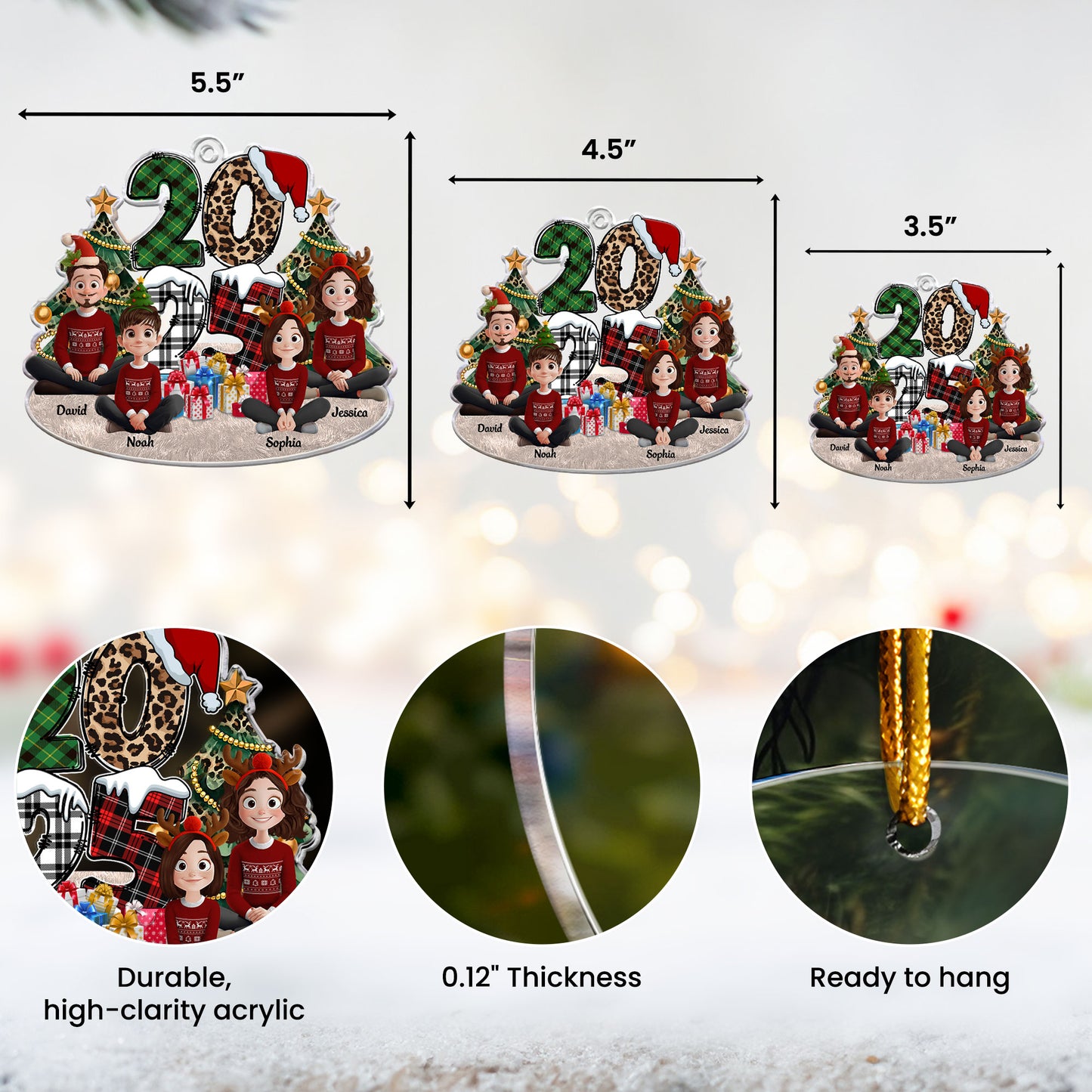 Family Sitting 2025 Cartoon Version - Personalized Acrylic Ornament