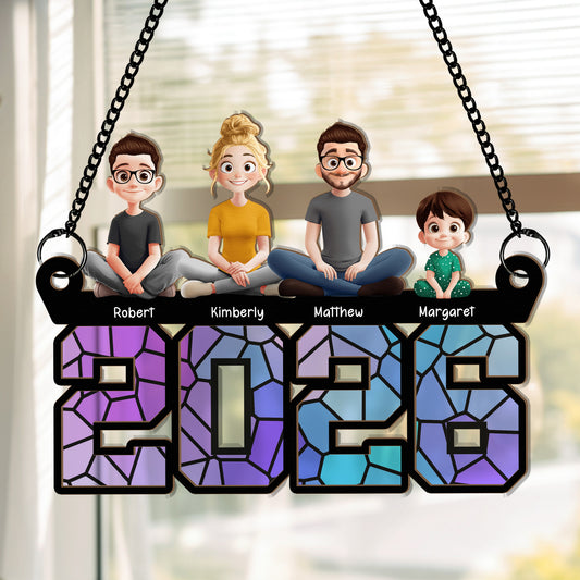 Family Sitting 2026 - Personalized Window Hanging Suncatcher Ornament