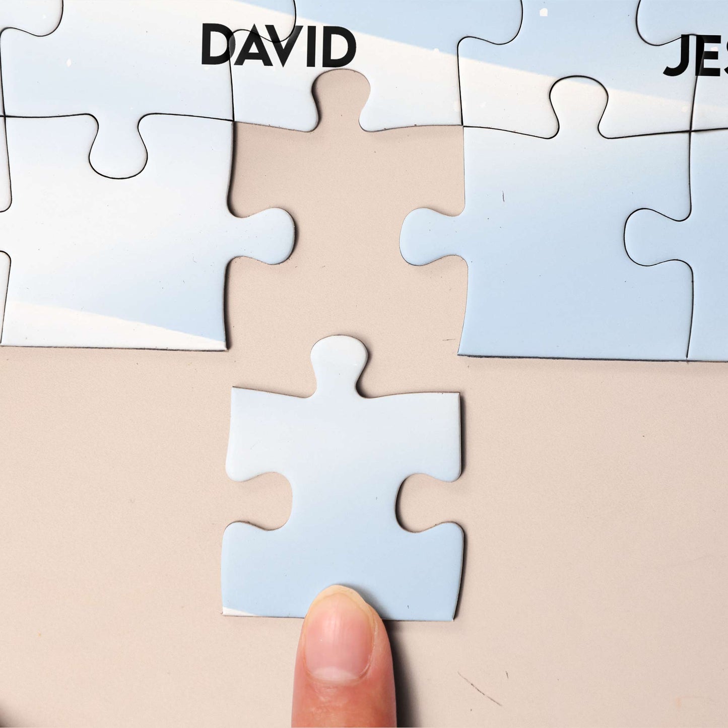 Family Sitting Festive Plant Buffalo Plaid - Personalized Jigsaw Puzzle