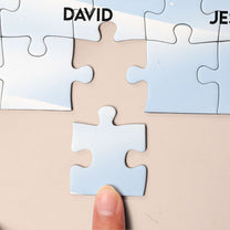 Family Sitting Festive Plant Buffalo Plaid - Personalized Jigsaw Puzzle