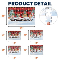 Family Sitting Festive Plant Buffalo Plaid - Personalized Jigsaw Puzzle