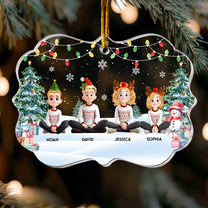 Family Sitting Festive Plant - Personalized Acrylic Ornament