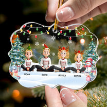 Family Sitting Festive Plant - Personalized Acrylic Ornament