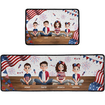 Family Sitting Happy Birthday USA - Personalized Runner Rug