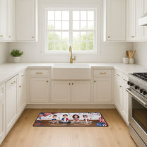 Family Sitting Happy Birthday USA - Personalized Runner Rug