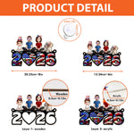 Family Sitting Happy Birthday USA - Personalized Window Hanging Suncatcher Ornament