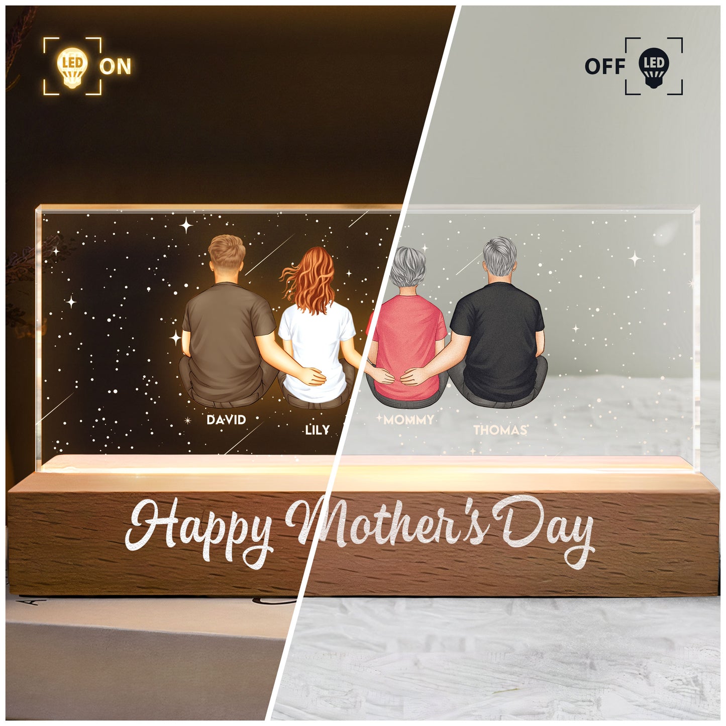 Family Sitting Together - Personalized LED Night Light