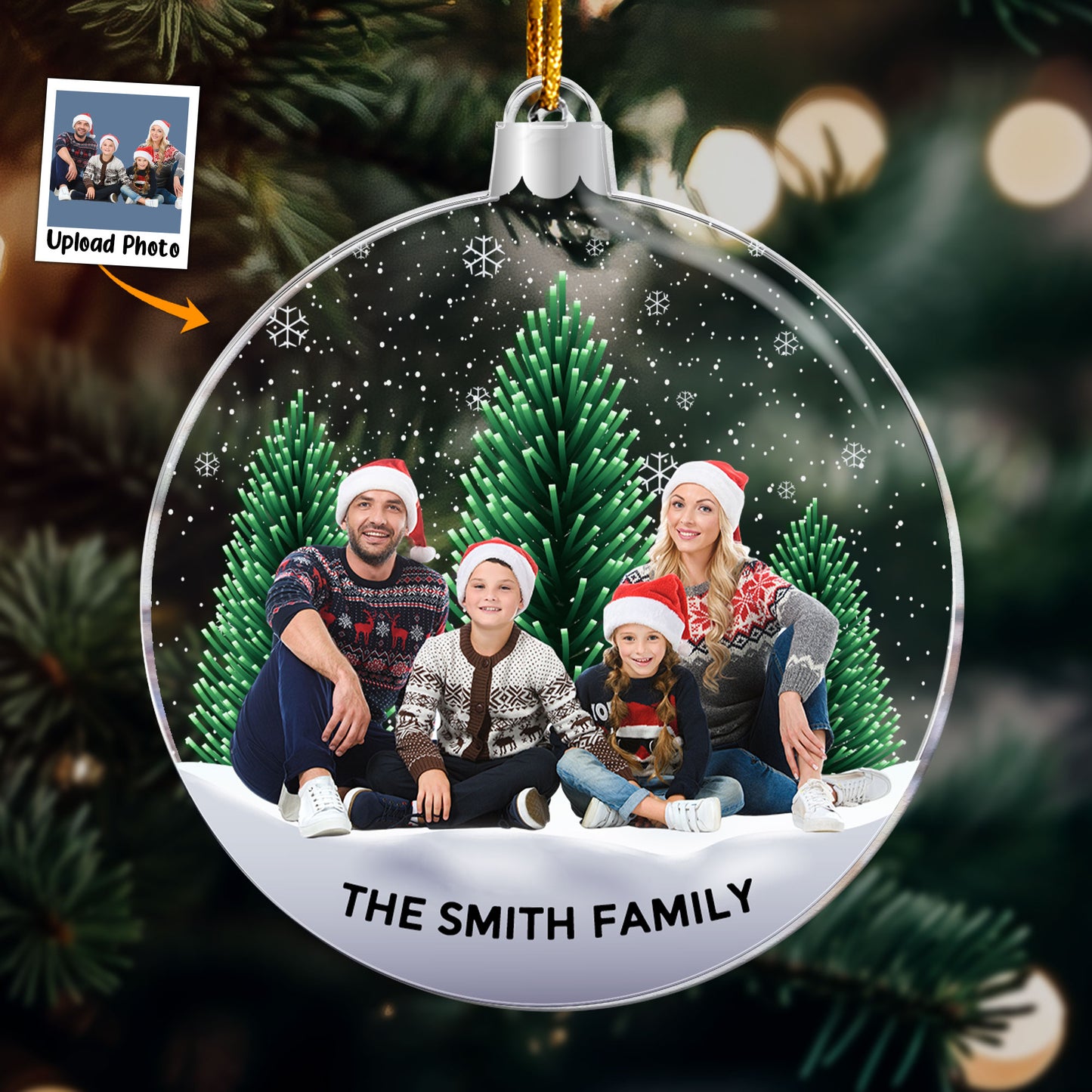 Family Snowflakes - Personalized Acrylic Photo Ornament