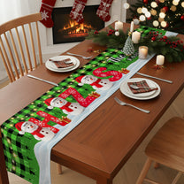Family Snowman Initial Christmas - Personalized Table Runner