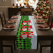 Family Snowman Initial Christmas - Personalized Table Runner