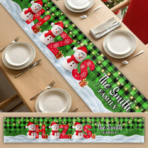 Family Snowman Initial Christmas - Personalized Table Runner