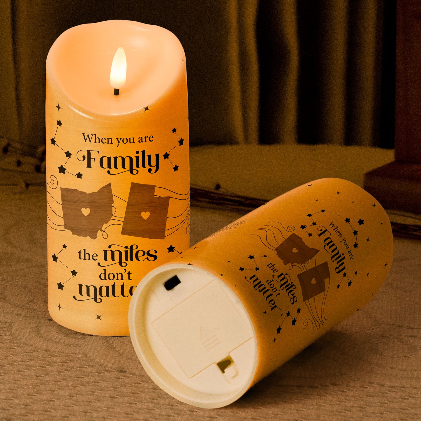 Family The Miles Don't Matter - Personalized LED Candle