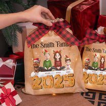 Family Together Christmas Time - Personalized Lighted Burlap Sack