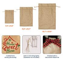 Family Together Christmas Time - Personalized Lighted Burlap Sack