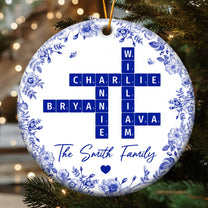 Family Toile Scrabble - Personalized Ceramic Ornament